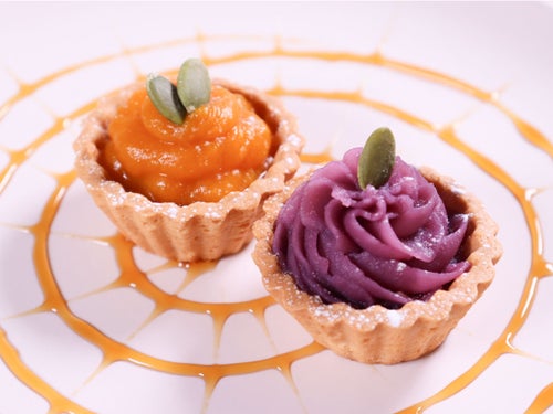 ハロウィンに! 紫いもとかぼちゃのミニタルト